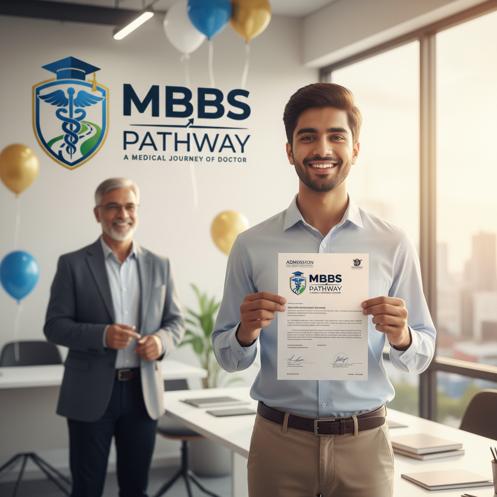 Student receiving admission confirmation