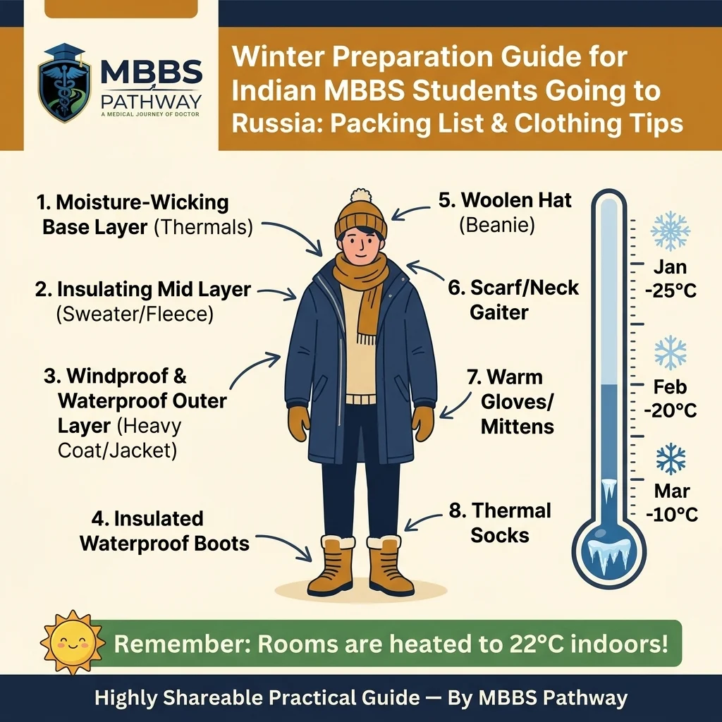 Winter preparation guide for Indian MBBS students going to Russia packing list clothing tips