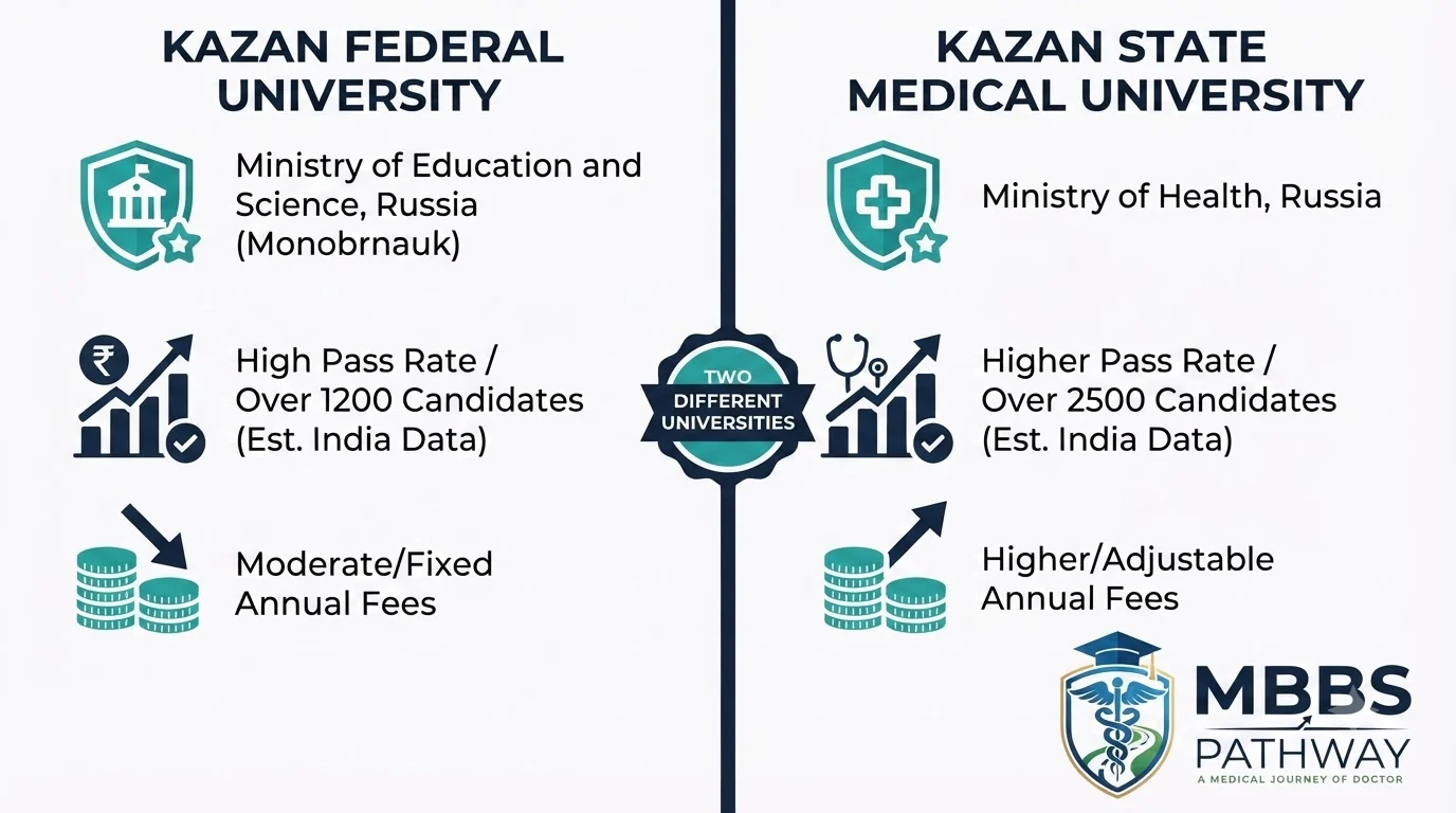 Kazan Federal University versus Kazan State Medical University comparison
