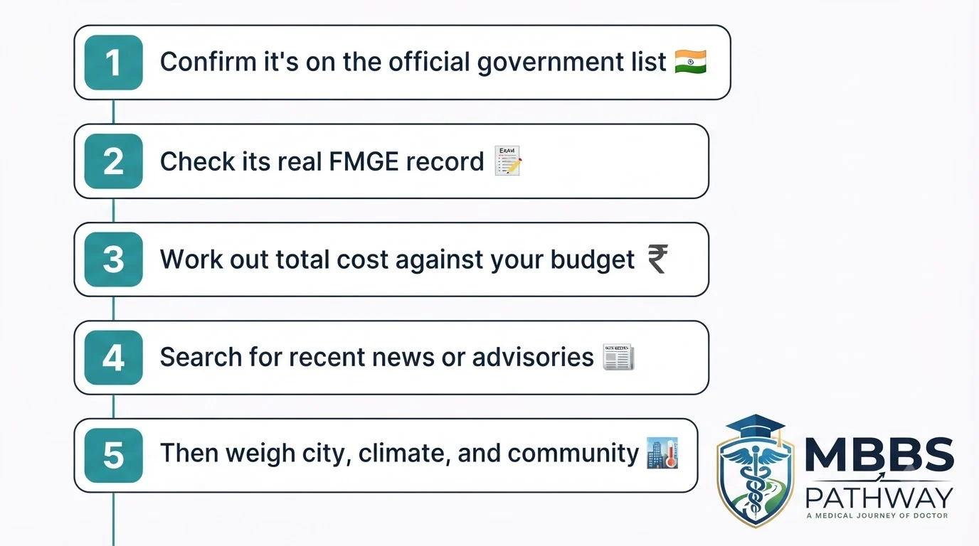 MBBS Russia university shortlisting checklist steps