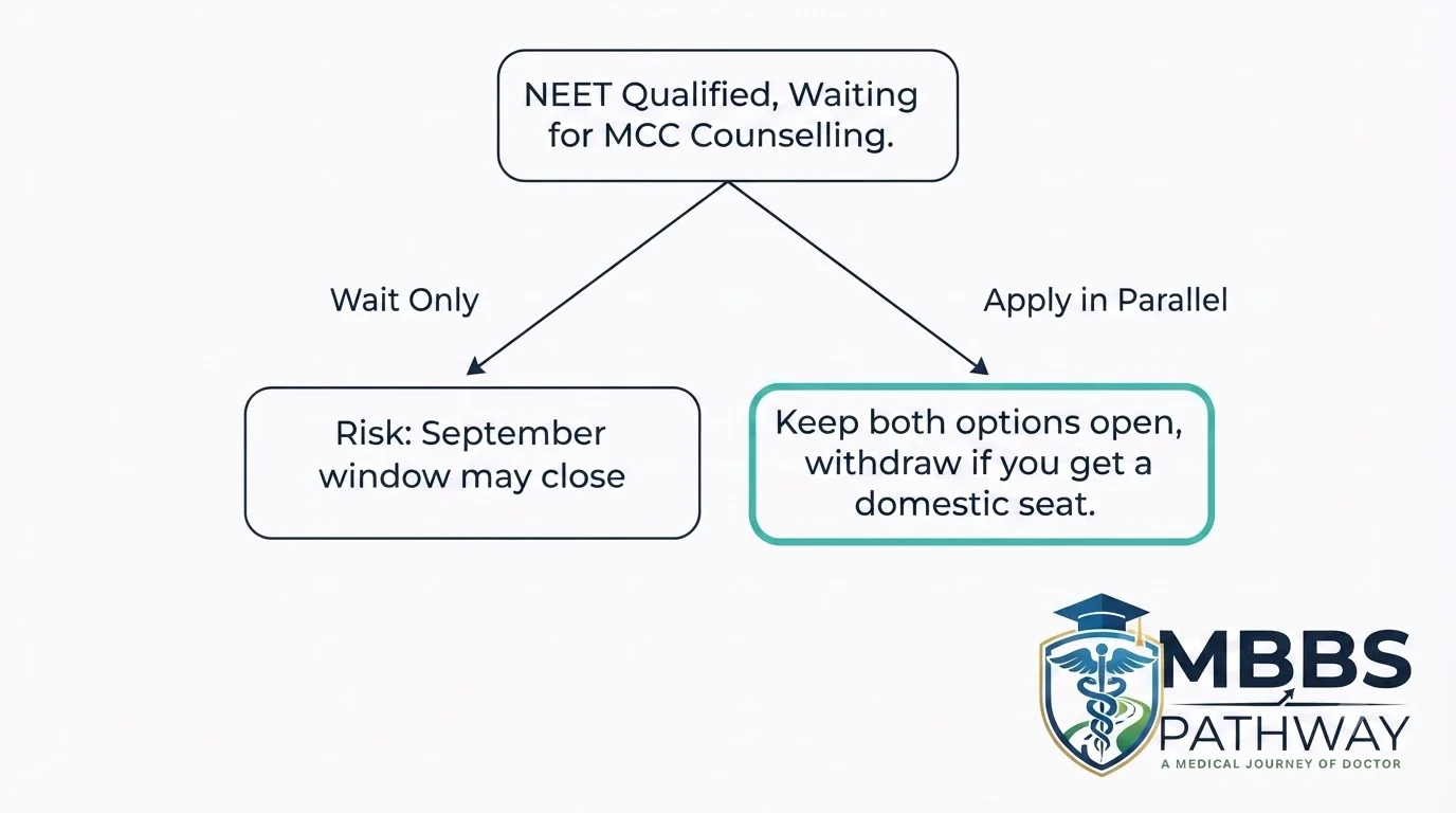 NEET MCC counselling versus MBBS abroad parallel application decision