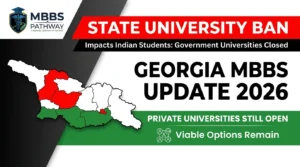 Georgia MBBS ban 2026 explained for Indian students showing which universities remain open