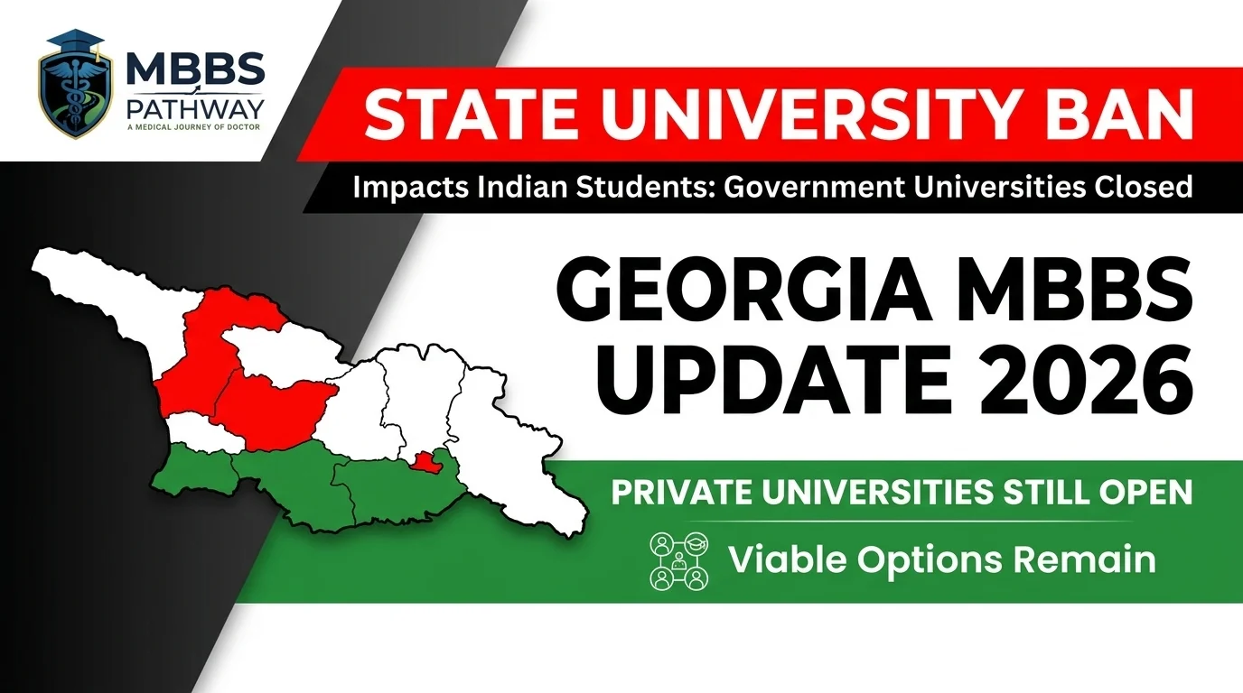 Georgia MBBS ban 2026 explained for Indian students showing which universities remain open